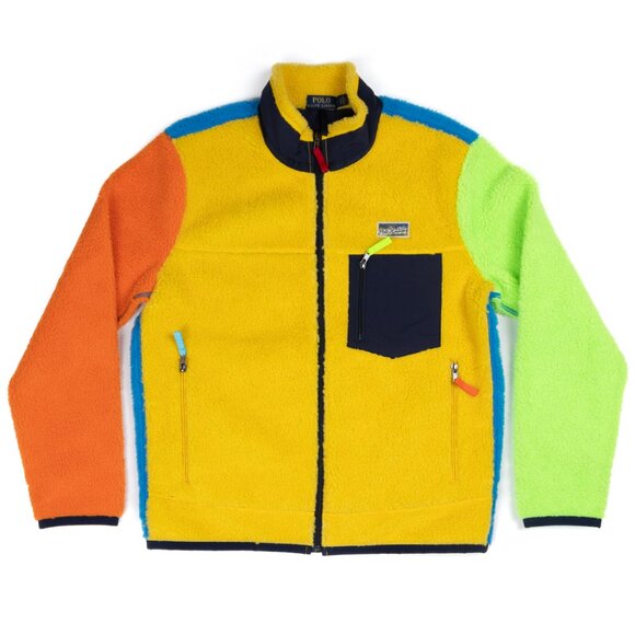 RALPH LAUREN COLORBLOCK HI-PILE SHERPA FLEECE FULL-ZIP HYBRID SIZE MEDIUM - Picture 1 of 11